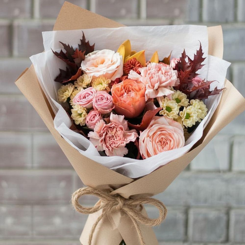 Букет цветов из: Гвоздики, Хризантемы и Розы в Ардоне