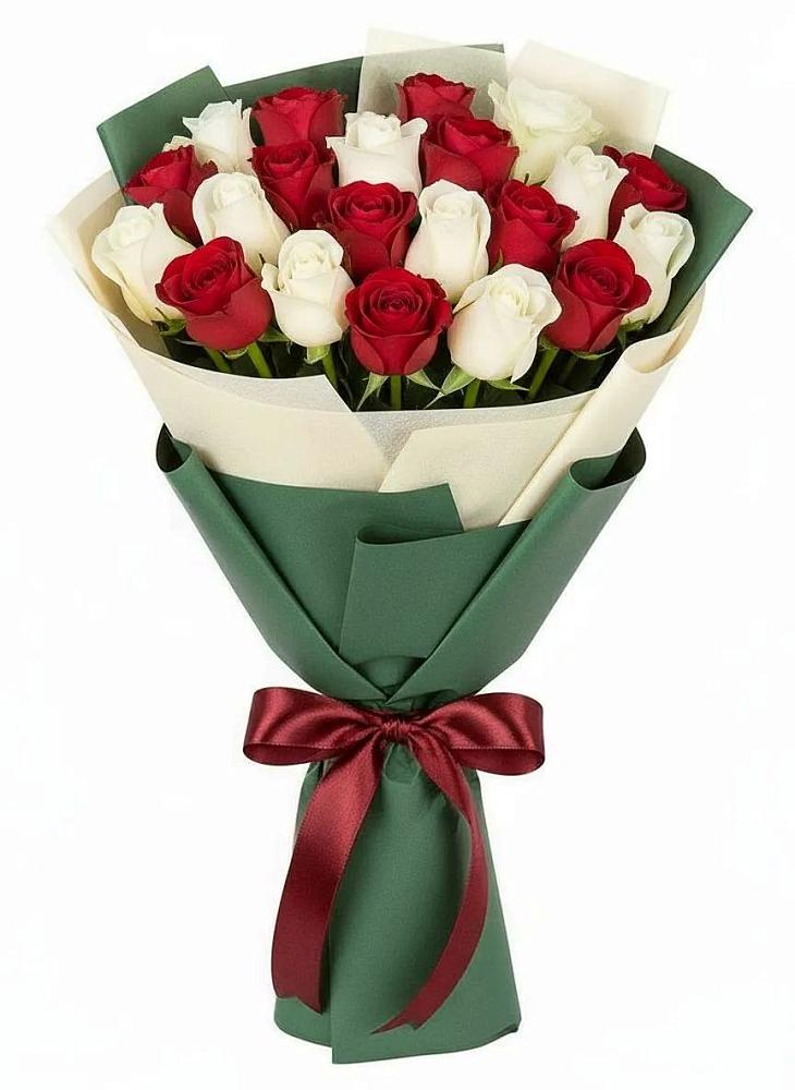 Букет Микс из красных и белых роз в Ардоне