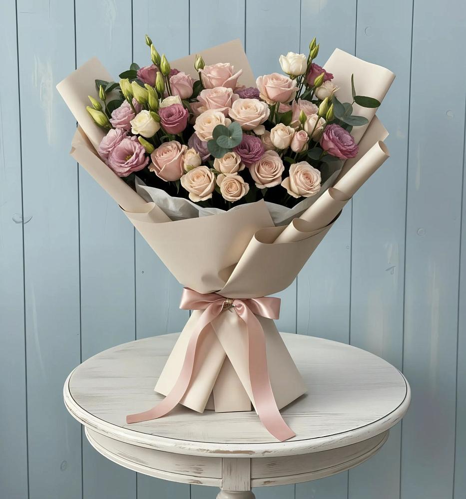 Букет цветов из: Розы и Лизиантусы в Ардоне