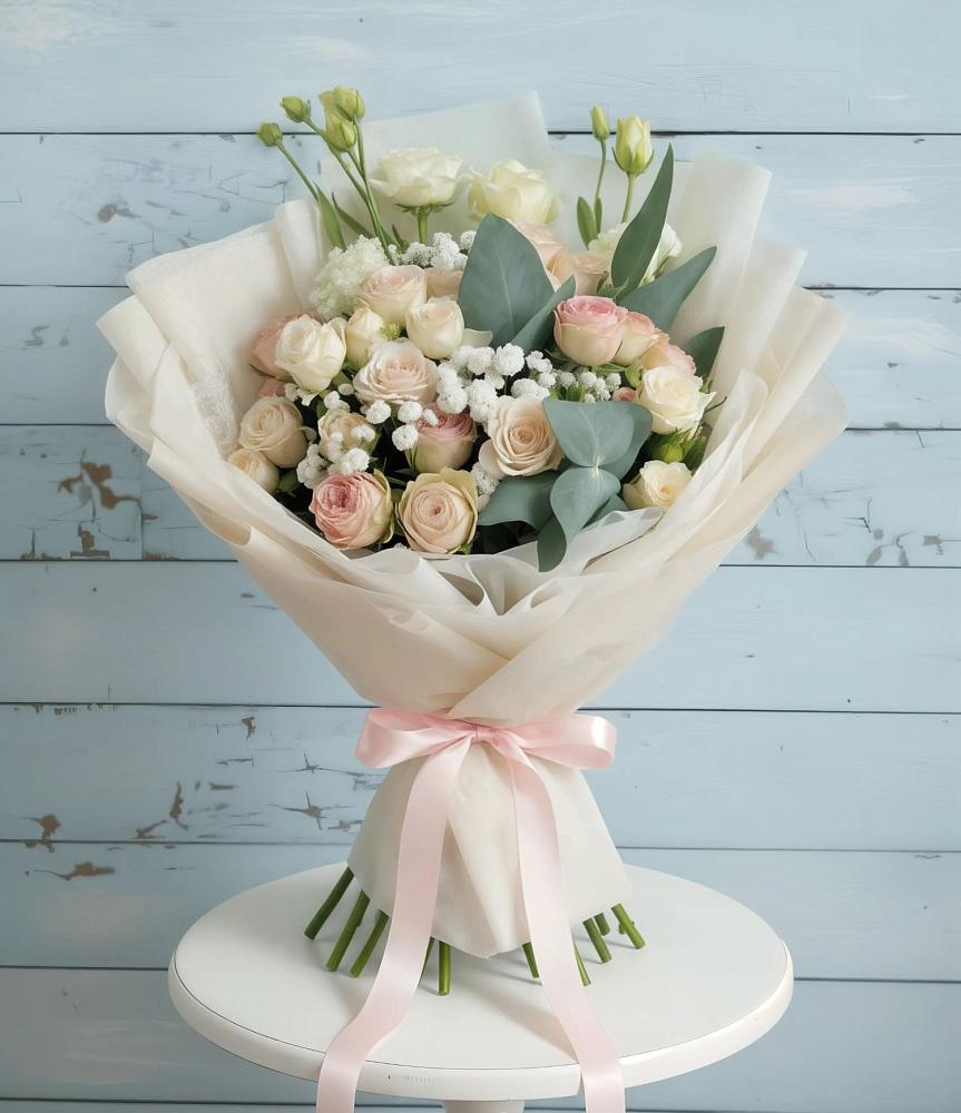 Букет цветов из: Розы и Лизиантусы в Ардоне