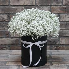 Цветочная композиция из Гипсофила в шляпной коробке в Ардоне