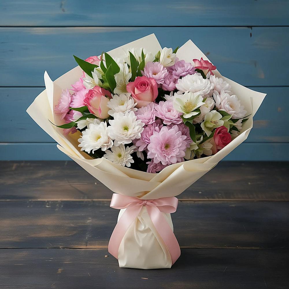 Букет цветов из: Хризантемы, Альстромерии и Розы в Ардоне